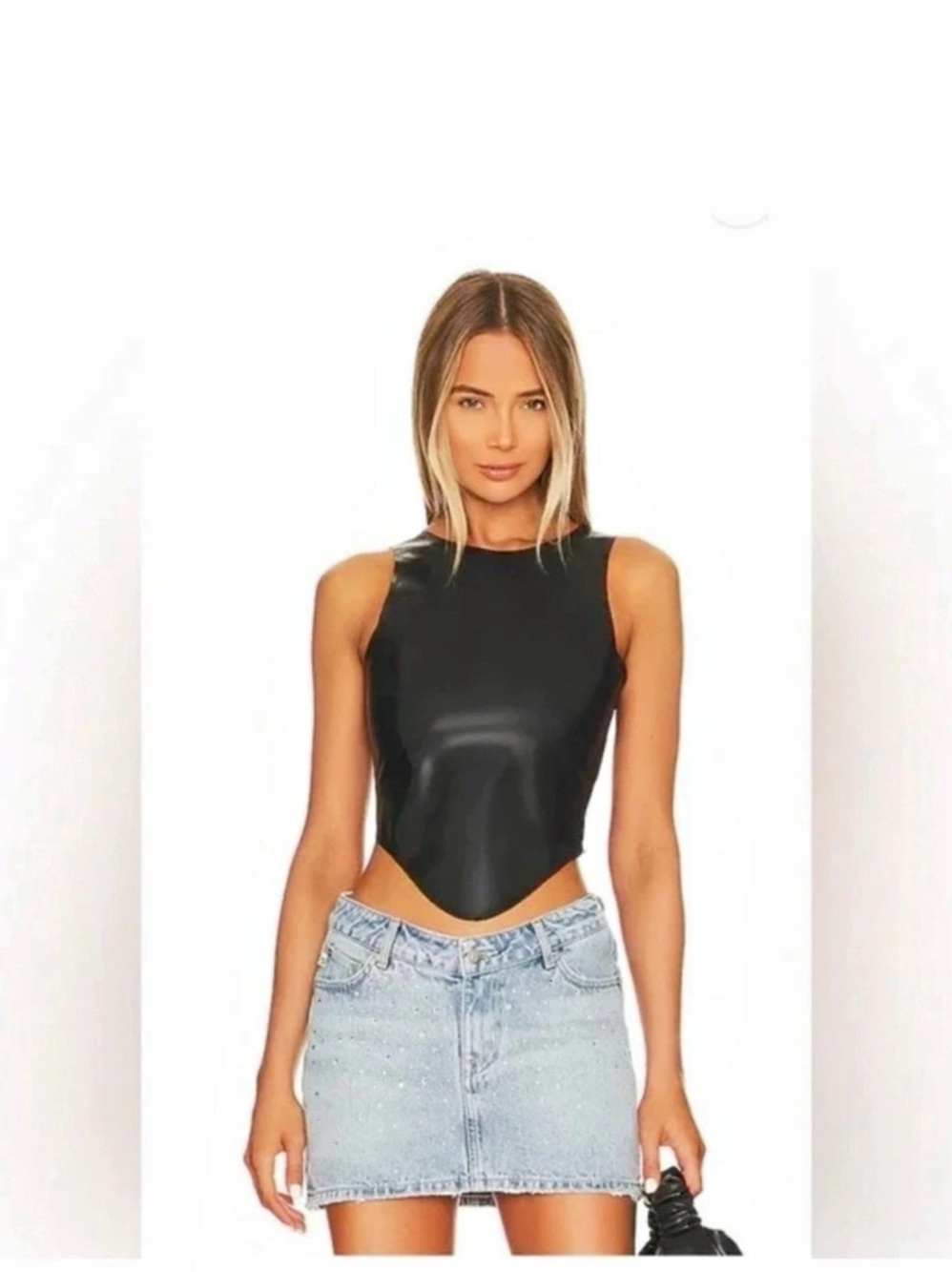 Miaou Jinx Latex Top in Black